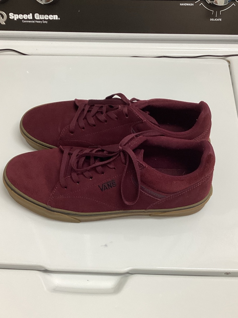 Vans Men’s Low-Top Suede Sneakers in Burgundy with Gum Sole